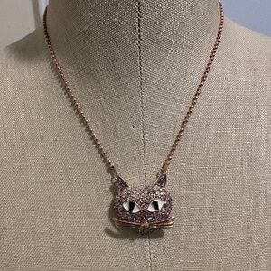 Two-Tone Rose Gold Cat Pavé Pendant Necklace
